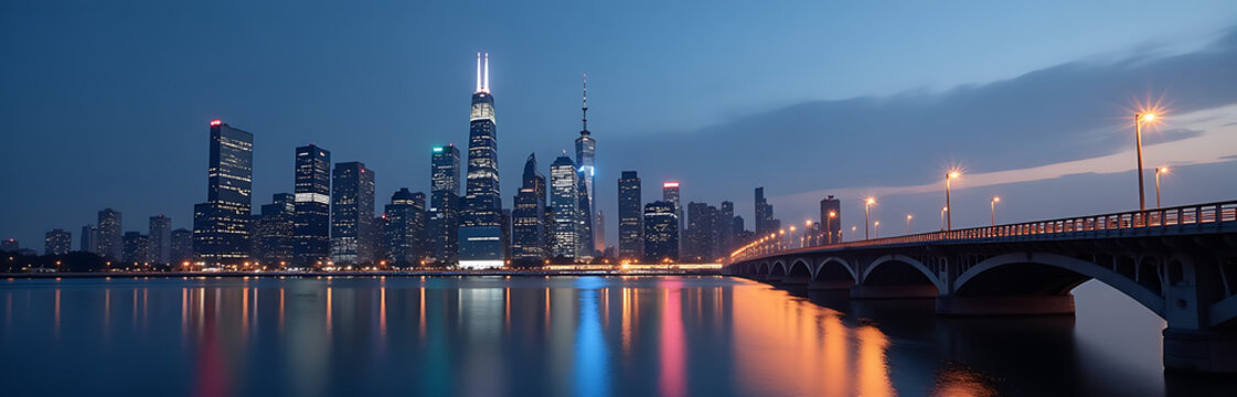 metropoli verticale con grattacieli interconnessi da ponti dati