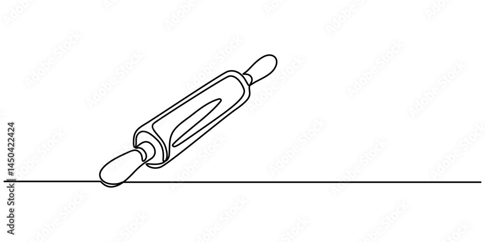 Poster continuous line drawing of rolling pin symbol. abstract line art illustration, rolling pin kitchen u