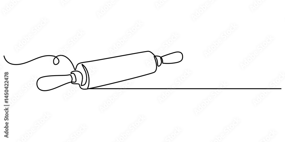 Poster continuous line drawing of rolling pin symbol. abstract line art illustration, rolling pin kitchen u