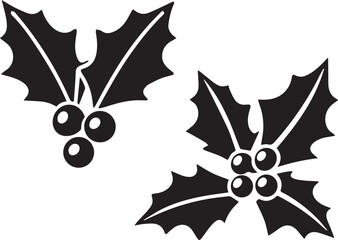 holly silhouette vector icon set, logo vector, holly silhouette vector bundle