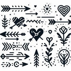 Vector illustration of a heart with an arrow