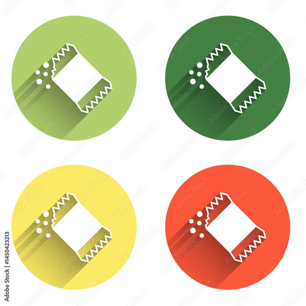Poster set packet of pepper icon isolated with long shadow background. color circle button. vector