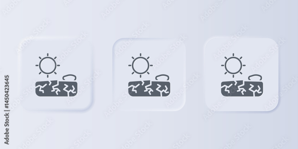 Poster grey drought icon isolated on grey background. set icons in square buttons. vector