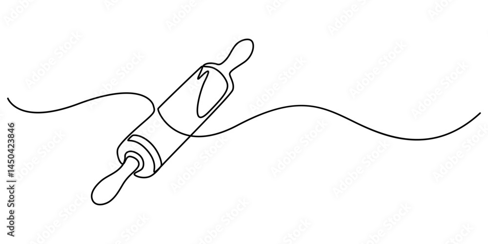 Poster continuous line drawing of rolling pin symbol. abstract line art illustration, rolling pin kitchen u
