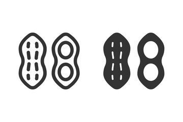 Peanut icon set. Outline and glyph of peanuts vector icons for web design. color editable