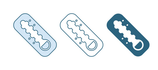 Blue Meteorology thermometer measuring heat and cold icon isolated on white background. Thermometer equipment showing hot or cold weather. Vector