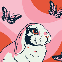 Rabbit Vector Illustration – Cute Bunny Clipart and Coloring Pages for Kids, Educational Materials, Easter Crafts, and Animal Art Projects

