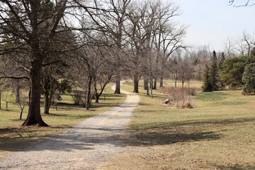 The gravel country road on a sunny winter day.