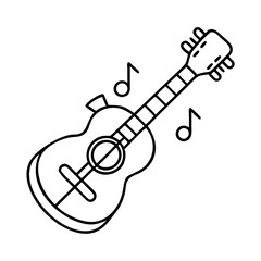 acoustic guitar with capo icon, acoustic guitar with capo line art - simple line art of acoustic guitar with capo, perfect for acoustic guitar with capo logos and icons