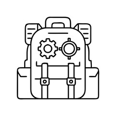backpack with gear icon, backpack with gear line art - simple line art of backpack with gear, perfect for backpack with gear logos and icons