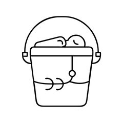 bait bucket icon, bait bucket line art - simple line art of bait bucket, perfect for bait bucket logos and icons