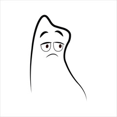 Sad Ghost Cartoon Character – Minimalist Emotion Illustration