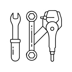 bike repair tools icon, bike repair tools line art - simple line art of bike repair tools, perfect for bike repair tools logos and icons