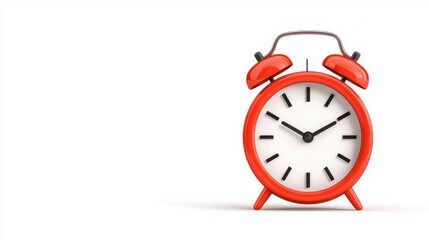Red Low Poly Alarm Clock on White Background
