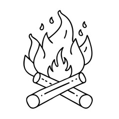 campfire icon, campfire line art - simple line art of campfire, perfect for campfire logos and icons