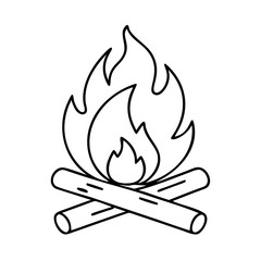 campfire icon, campfire line art - simple line art of campfire, perfect for campfire logos and icons