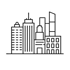 city skyline icon, city skyline line art - simple line art of city skyline, perfect for city skyline logos and icons