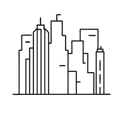 city skyline icon, city skyline line art - simple line art of city skyline, perfect for city skyline logos and icons