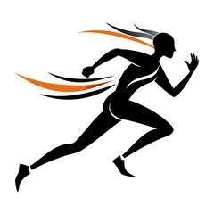 Runner silhouette vector image for sports fitness and marathon training design and athletic competition use isolated on transparent background