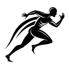 Silhouette of running man athlete vector illustration for sports fitness and competition design concept isolated on transparent background