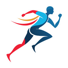 Running man silhouette vector illustration for sports fitness and athletic competition logo and design 100m sprint isolated on transparent background