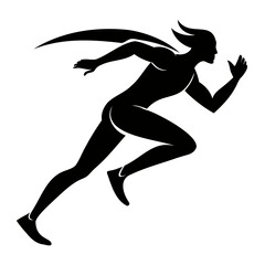 Silhouette runner athlete sprinting fast vector illustration for sports and fitness designs and graphics use isolated on transparent background