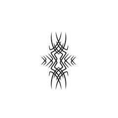 Abstract black and white design featuring intricate lines and shapes, creating a visually striking pattern