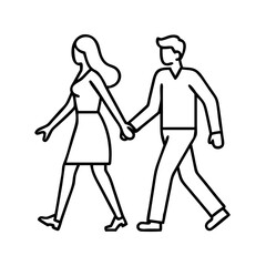 , couple holding hands while walking vector, couple holding hands while walking web icon, couple holding hands while walking line art, couple holding hands while walking, icon, 