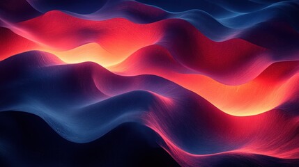 Abstract wavy background with red and blue hues resembling smoke or liquid.