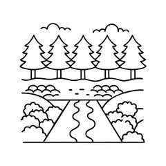 creek crossing icon, creek crossing line art - simple line art of creek crossing, perfect for creek crossing logos and icons
