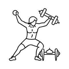 crossfit workout icon, crossfit workout line art - simple line art of crossfit workout, perfect for crossfit workout logos and icons