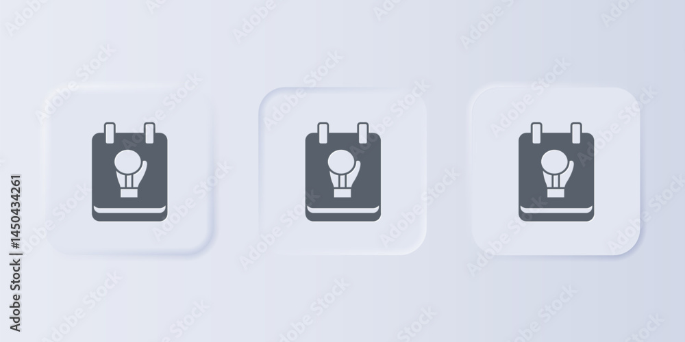 Poster grey boxing glove icon isolated on grey background. set icons in square buttons. vector