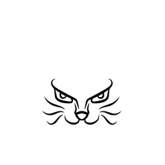 Stylized illustration of a fierce animal face with intense eyes, set against a minimalistic background