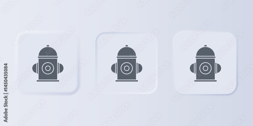 Poster grey fire hydrant icon isolated on grey background. set icons in square buttons. vector