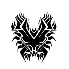 Obraz premium Abstract tribal design with sharp angles and contrasting black and white colors on a plain background