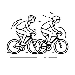 Obraz premium cyclist drafting behind another icon, cyclist drafting behind another line art - simple line art of cyclist drafting behind another, perfect for cyclist drafting behind another logos and icons