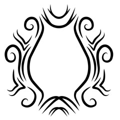 Elegant decorative frame design featuring swirling patterns and intricate details, suitable for invitations