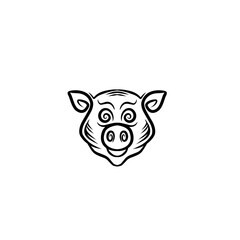 Cartoon illustration of a smiling pig's face with whimsical swirls, ideal for children's content