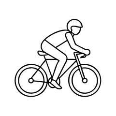 Naklejka premium cyclist silhouette icon, cyclist silhouette line art - simple line art of cyclist silhouette, perfect for cyclist silhouette logos and icons