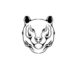 Artistic illustration of a tiger's face with intricate linework on a plain background, suitable for print