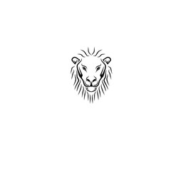 Stylized lion head illustration with intricate mane details, suitable for logos or graphic designs