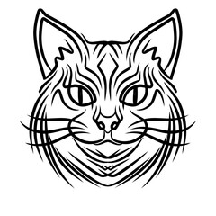 Obraz premium Detailed illustration of a feline face with distinct features and intricate line work, suitable for art projects