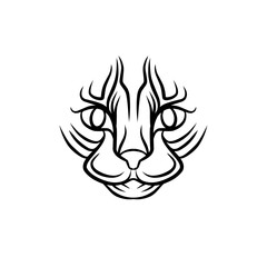 Abstract illustration of a stylized lion's face with intricate line patterns and minimalistic design