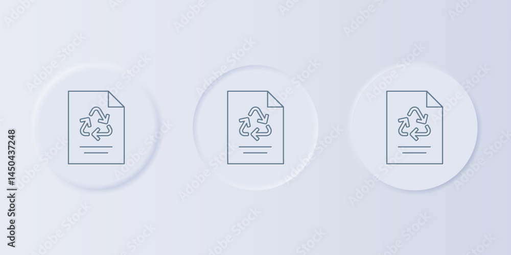 Poster grey paper with recycle icon isolated on grey background. set icons in square buttons. vector