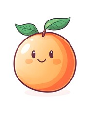A cute cartoon orange with a smiling face and green leaves