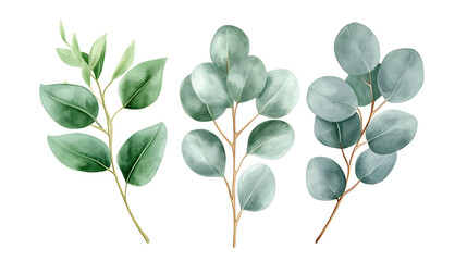 Leaves botanical watercolor illustration, eucalyptus branches, tropical foliage nature design isolated background plants 34290616 1