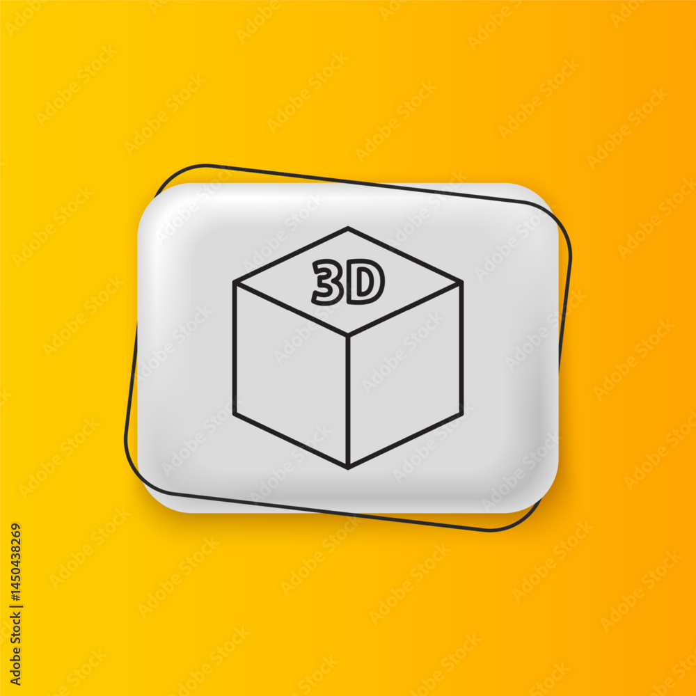 Aufkleber black isometric cube icon isolated on yellow background. geometric cubes solid icon. 3d square sign.