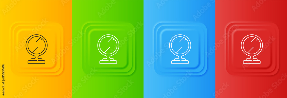 Poster white round makeup mirror icon isolated on colorful background. set icons in square buttons. vector