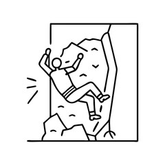 rock climbing icon, rock climbing line art - simple line art of rock climbing, perfect for rock climbing logos and icons