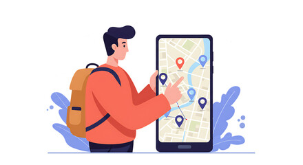 A Traveler Using a Smartphone Map for Navigation